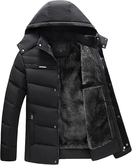 JEShifangjiusu Men'S Winter Puffer Jacket Thicken Winter Coat Warm Padded Parker With Removable Hood